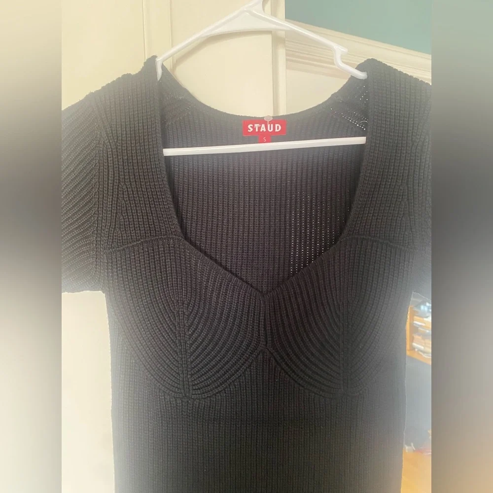 STAUD Black Knit Camden Maxi/Midi Dress - Picture 10 of 11